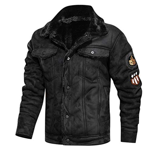 Outdoor Jacken Für Herren Fleece Outdoor Trachtenjacke Fleecejacke Outdoor Bekleidung Leichte Mode Parka Sweatjacke Teddyjacke Winterjacke Schwarz XL von SKFLABOOF