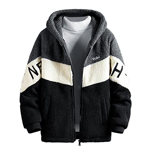 Outdoor Jacken Für Herren Leichte Parka Fleecejacke Fleecepullover Winterparka Fleece Outdoor Warm Sweatjacke Teddyjacke Winterjacke Schwarz XL von SKFLABOOF