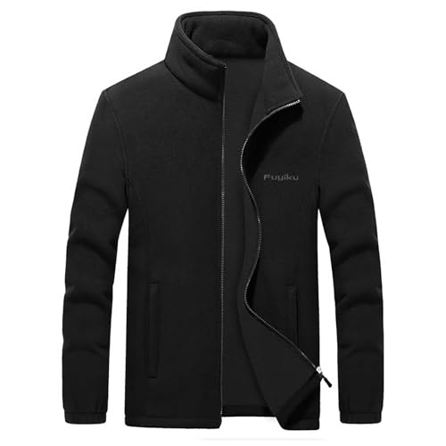 Outdoor Jacken für Herren Parka Bequem Stehkragen Einfarbig Winterjacke Übergangsjacke Warm Outdoor Winter Fleecejacke Trachtenjacke Fleecepullover Schwarz 3XL von SKFLABOOF