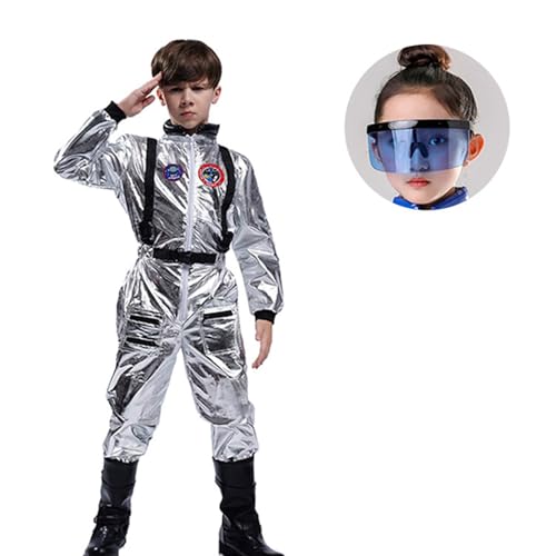 Partner kostüme Fasching, Astronaut Kostüm Herren Dame Kinder - Astronauten Weltraum Raumfahrer Karneval Faschingskostüme Silber Weltall Kostüm Space Kostüm 003 Silber von SKFLABOOF