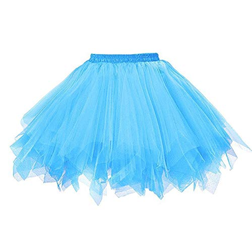 Petticoat blau, Tüllrock Damen - Ballett Karneval Kostüm Tüll Kleid Ballettrock Unterrock Rot Tütü Rock Tanzkleid Damen Tutu Petticoat Himmelblau, L von SKFLABOOF