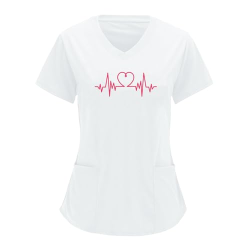 Angebote des Tages Heute Damen, Pflege Kleidung Damen Herren - Arzt Kostüm Stillkleid Festlich Arztes Sommer Arbeitskleidung Ärzte Krankenhaus Kittel Kurze Ärmel Medical Berufsbekleidung Weiss, XL von SKFLABOOF