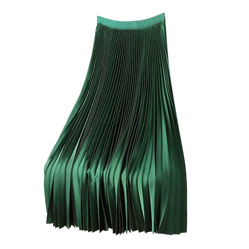 Plisseerock Damen Lang Satin Rock Sommer Elegant High Waist Skirt Seidenrock Einfarbiger Übergröße Vintage Midirock Modisch Und Vielseitig Grün L Plisseerock Damen Lang Satin Rock Sommer Elegant High Waist Skirt Seidenrock Einfarbiger Übergröße Vintage Midirock Modisch Und Vielseitig Grün L von SKFLABOOF