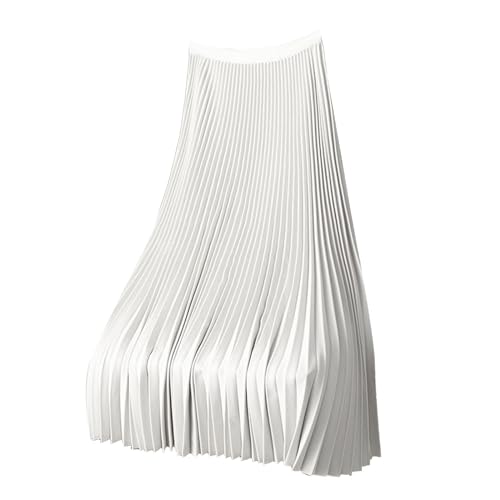 Plisseerock Damen Lang Satin Rock Sommer Elegant High Waist Skirt Seidenrock Einfarbiger Übergröße Vintage Midirock Modisch Und Vielseitig Weiß M Plisseerock Damen Lang Satin Rock Sommer Elegant High Waist Skirt Seidenrock Einfarbiger Übergröße Vintage Midirock Modisch Und Vielseitig Weiß M von SKFLABOOF