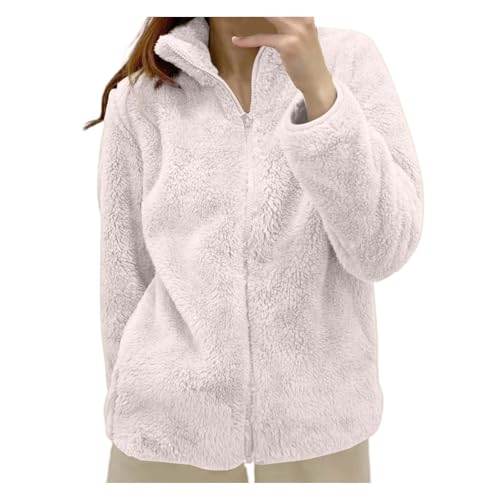 Prime Angebote, Teddy Fleecejacke Damen Herbstjacke Kuschelige Jacke Winterjacke Flauschig Fleece Teddyfleece Fleecemantel Lila, XL von SKFLABOOF