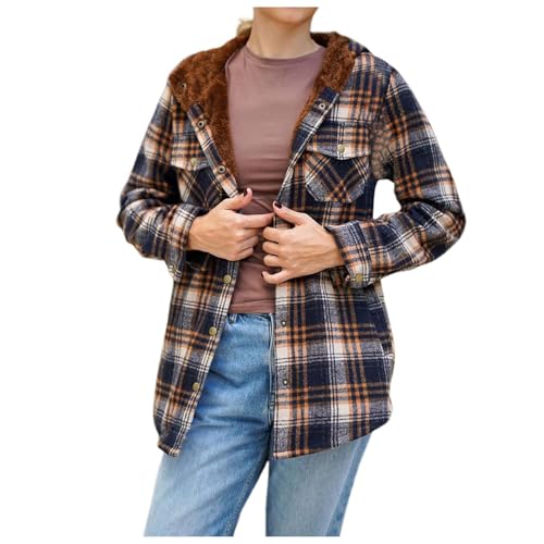 Prime Deals Days Angebote, Teddyfleece Jacke Damen Winterjacke Warm Kuschelige Flauschige Mantel Kurzmantel Winter Wolle Wintermantel Teddy Fleece Marineblau, XXL von SKFLABOOF