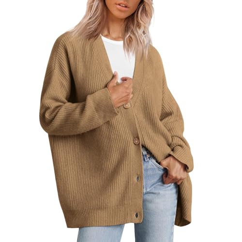 Pullover Für Damen | Pullover Für Damen Bolero Jacke Häkeljacke Damen Sommer Kurz Crop Strickjacken Pullover 1 Knöpfe Elegant Jacke Vorne Offen Damen Strickjacke Sommer (Kaffee, XXL) von SKFLABOOF