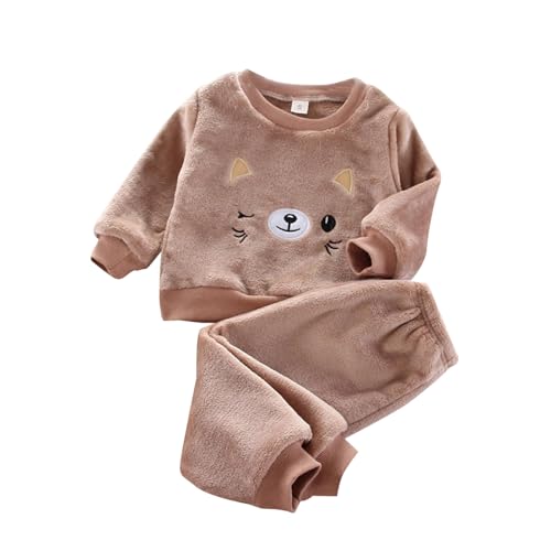 Pyjama Mädchen Jungen Warm Weihnachts Schlafanzug Kinder Lang Weihnachtsoutfit Weich Weihnachtskleid Khaki 2-3 Jahre/XL von SKFLABOOF