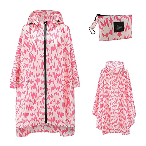 Regen Poncho Jacke Mantel Für Damen Herren Bunt Regenponcho Regenjacke Mit Kapuze Fahrrad Compact Regen Cape Für Wandern Outdoor Camping, Mit Tasche, Einheitsgröße 00c Heißes Rosa One Size von SKFLABOOF