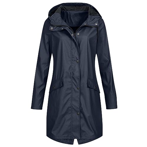 Regenjacke Damen Leichte mittlere Länge Wasserdicht Winddicht Softshelljacke Regenmantel Regenjacken Atmungsaktiv Fahrrad Regenparka Outdoorjacke Rain Coat Women Marine XS Regenjacke Damen Leichte mittlere Länge Wasserdicht Winddicht Softshelljacke Regenmantel Regenjacken Atmungsaktiv Fahrrad Regenparka Outdoorjacke Rain Coat Women Marine XS von SKFLABOOF