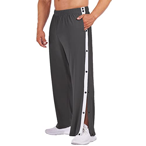 Reha Hose Damen/Herren | Jogginghose Seitlich Zu Öffnen Sporthose Trainingshose mit Druckknöpfen Durchgehendem Freizeithose Breite Jogginghose Sportswear (Dunkelgrau, M) von SKFLABOOF