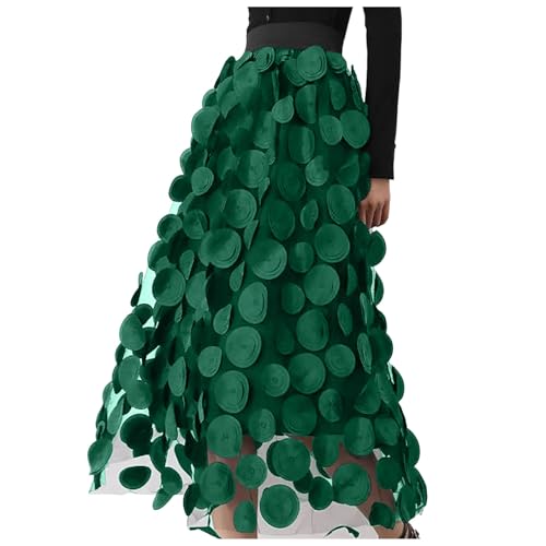 Rock Damen Lang Tüllrock 3D Polka Dot Faltenrock Vintage A-Linie Rock Midi Rock Hohe Taille Hochzeitsfeier Lang Rock Grün L Rock Damen Lang Tüllrock 3D Polka Dot Faltenrock Vintage A-Linie Rock Midi Rock Hohe Taille Hochzeitsfeier Lang Rock Grün L von SKFLABOOF