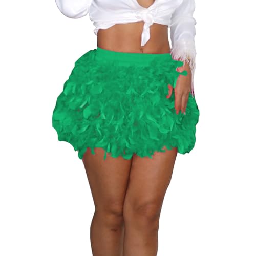 Rock Mit Federn Federrock Pfau Damen Schwan Kostüm Federkleid Rabe Faschingskostüme Tüllrock Karneval Pfauenfedern Grün, XL Rock Mit Federn Federrock Pfau Damen Schwan Kostüm Federkleid Rabe Faschingskostüme Tüllrock Karneval Pfauenfedern Grün, XL von SKFLABOOF