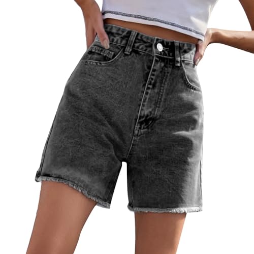 Bermuda Shorts Jeans Shorts Damen Baggy Jeans Kurze Hosen Weites Bein Sommer Jeans Damen High Waist Hotpants mit Taschen Dunkelgrau L Bermuda Shorts Jeans Shorts Damen Baggy Jeans Kurze Hosen Weites Bein Sommer Jeans Damen High Waist Hotpants mit Taschen Dunkelgrau L von SKFLABOOF