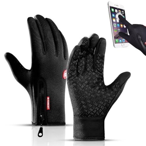 SKFLABOOF Freezer Thermohandschuhe, Freezr Thermo Handschuhe Wasserdicht Winddichte rutschfeste Fahrradhandschuhe mit Touchscreen-Funktion geeiget Herren Damen von SKFLABOOF