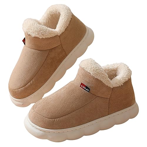 SKFLABOOF Gipfelfreund Hausschuhe, Damen Hausschuhe Warm, Plüsch Hausschuh Schuhe Slippers Women Home House Pantoffeln Puschen Warme Khaki, 42 von SKFLABOOF