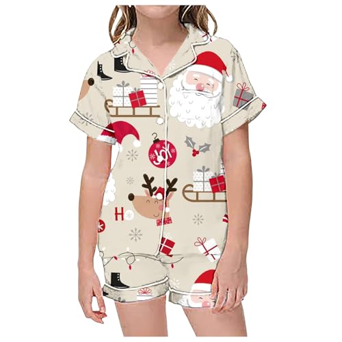 SKFLABOOF Pyjama Mädchen Jungen Weich Weihnachts Pyjama Komfortabel Weihnachtskleid Kuschel Weihnachtsoutfit Rosa 6-7 Jahre von SKFLABOOF