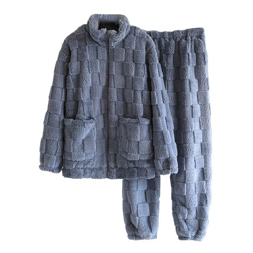 SKFLABOOF Sale Angebote, Damen Schlafanzug Winter Couple Pyjama Set Kuschel Hausanzug Clean Girl Fleece Lustig Kuschelig Aesthetic Blau, XL von SKFLABOOF