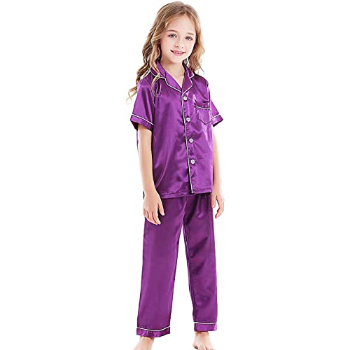 SKFLABOOF Schlafanzug Mädchen Jungen Lang Weihnachts Pyjama Warm Weihnachtskleid Weich Weihnachtsoutfit Lila 6-7 Jahre von SKFLABOOF