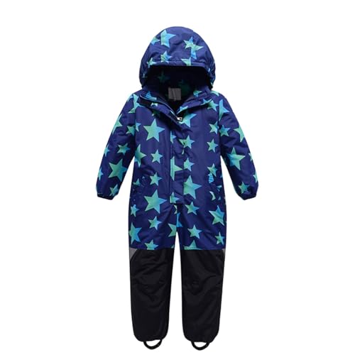 SKFLABOOF Schneeanzug Kinder Mini Winteranzug Wasserdicht Verdickt Schneeoverall Skianzug Kinder 2 Teilig Blau 12-18 Monate von SKFLABOOF