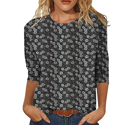 SKFLABOOF Shirt 3/4 Arm Damen T-Shirts Sommer Oberteile Tops Blumenmuster Druck Tunika Lose Rundhals Sommershirts Mode Damenblusen Langarm Blumen Bluse Tshirt Yogashirt Schlupfbluse SKFLABOOF Shirt 3/4 Arm Damen T-Shirts Sommer Oberteile Tops Blumenmuster Druck Tunika Lose Rundhals Sommershirts Mode Damenblusen Langarm Blumen Bluse Tshirt Yogashirt Schlupfbluse von SKFLABOOF