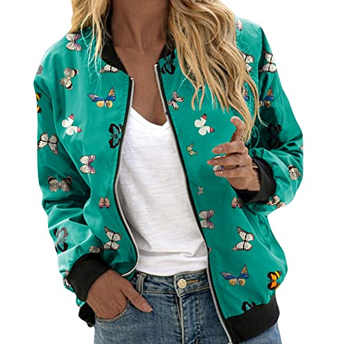 SKFLABOOF Sommerjacke Damen Bomberjacke Elegant Leichte Jacke Schwarz Jacken 2023 Dünne Blouson Sommerjacke Reißverschluss Leicht Frühlingsjacke Übergangsjacken Blusenjacke von SKFLABOOF