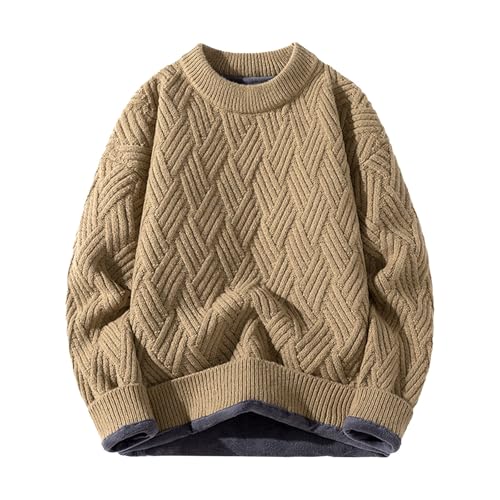 SKFLABOOF Strickpullover Herren Einfarbig Oversize Pullover Herren Ohne Kapuze Sweater Winter Herrenpullover Pärchen Winterpullover Grobstrickpullover Rot 3XL von SKFLABOOF