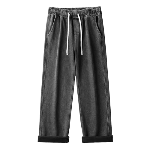 SKFLABOOF Thermohose Herren Winter Einfarbig Fleecehose Wanderhose Warm Thermounterwäsche Gefüttert Arbeitshosen Männer Thermojeans Schwarz XL von SKFLABOOF