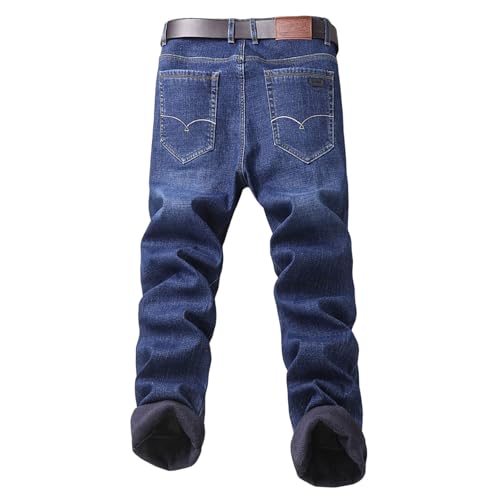 SKFLABOOF Thermohose Herren Winter Lange Arbeitshosen Männer Fleecehose Warm Jogginghose Casual Thermojeans Wanderhose Blau 30 von SKFLABOOF