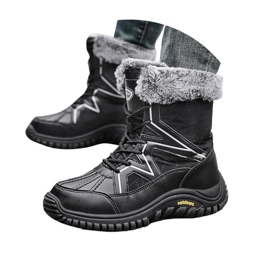 SKFLABOOF Winterstiefel Damen Outdoor Winter Snow Boots Schneeschuhe Rutschfeste Thermo Boots Trekkingschuhe Winterstiefel Damen Gefüttert Winterschuhe Damen Schwarz 42 von SKFLABOOF