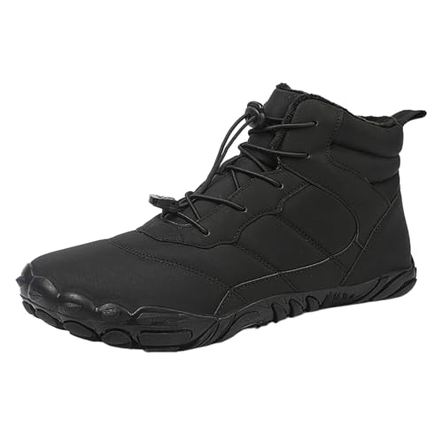 SKFLABOOF Winterstiefel Damen Wasserdicht Gefüttert Kletterschuhe Schneeschuhe Leicht Warm Schneestiefel Jagdstiefel Mit Niedrigem Bund Einfarbig Camping Hiking Bergschuhe Regenschuhe Schwarz 46 von SKFLABOOF