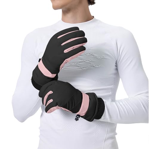 SKFLABOOF b Ware retouren, Skihandschuhe Herren Fahrradhandschuhe Damen Winter Winterhandschuhe Motorrad Handschuhe Fahrrad Handschuh Gefütterte Thermo Rosa, L von SKFLABOOF