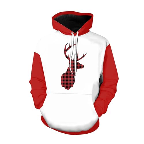 SKFLABOOF tagesangebote Heute, Weihnachts Hoodie Herren Weihnachtspullover Hässlich Ugly Weihnachtsm Pullover Weihnachten Partner Sweatshirt Rot, 4XL von SKFLABOOF