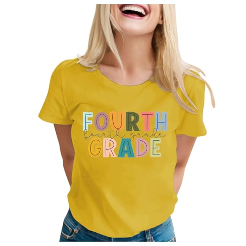 Sale Angebote, Back to School Shirts - Damen Fourth GradeOutfits for Teachers Kindergarten Schule Teens Outfit Einschulungsgeschenk Teacher Schulkind Shirts Tshirts Gelb, S von SKFLABOOF