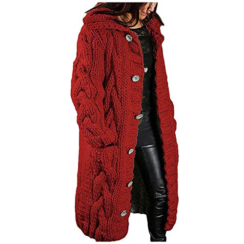 Sale Angebote, Damen Cardigan - Pullover & Strickjacken Für Boleros Bolero Festlich Knöpfe Vorne Offen Jacke Strick Kurz Elegante Kurze Strickjacke Wein, XXL von SKFLABOOF