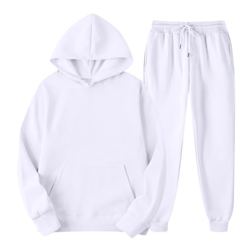 Damen Trainingsanzug Sportsachen 2 Teiler Gym Outfit Sportkleidung Frauen Set Sport Homewear Partner Jogginganzug Weiss, XXL von SKFLABOOF