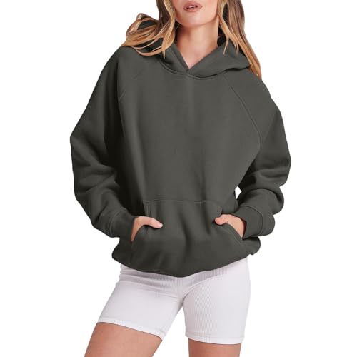 Sale Angebote, Hoodie Teenager Mädchen - Gym Clothes Women Sport Shirts Für Damen Oversize Baggy Hoodies Kleid Sweatshirt Jacke Sweatjacke Pulli (Dunkelgrau, L) von SKFLABOOF