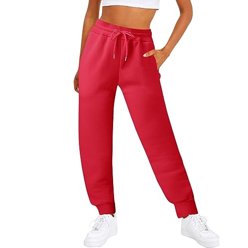 Sale Angebote, Meine bestellungen, Baggy Jogginghose Damen Freizeithose Damenhose Weites Bein Wanderhosen Bequeme Hose Weite Jogpants Elegant Outdoor Trekking Yoga Sporthose Rot, 3XL von SKFLABOOF