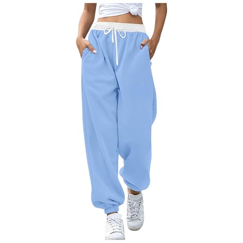 Sale Angebote, Meine bestellungen, Capri Sporthose Damen Baggy Jogginghose Sporthosen Für Wander Hose Beige Laufhose Lang Wanderhosen Freizeithose Light Blue, XL von SKFLABOOF