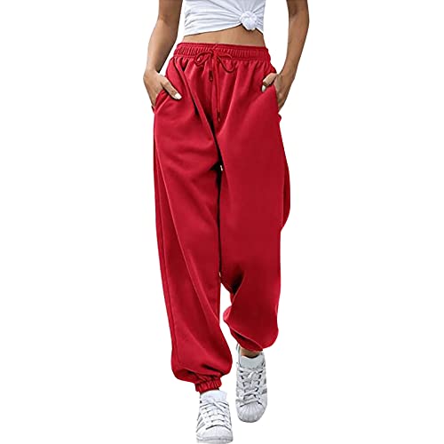 Sale Angebote, Meine bestellungen, Jogginghose Damen Baggy Festival Hose Trainingshose Sporthose Lang Laufhose Freizeithose Sommer Jogginghosen Schlupfhose Outdoor Rot, M von SKFLABOOF