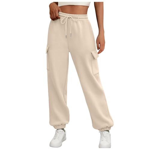 Sale Angebote, Meine bestellungen, Jogginghose Damen Baggy Hose Sommer Leicht Loungewear Jogpants Elegant Joggpants Outdoorhose Freizeithose Sporthose Große Größen Beige, L von SKFLABOOF