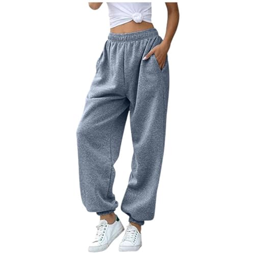 Sale Angebote, Meine bestellungen, Jogginghose Damen Baggy Trekkinghose Trainingshose Loungehose Wanderhose Lang Damenhose Weites Bein Sommer Breite Hosen Sporthose Grau, XXL von SKFLABOOF