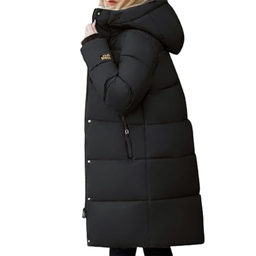 Sale Angebote, Puffer Jacket, Daunenmantel Damen Lang Daunenjacke Leicht Winterjacken Lightweight Winter Winterjacke Mantel Warm Long Jacket Wintermantel Schwarz, XL von SKFLABOOF