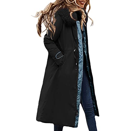 Sale Angebote, Puffer Jacket, Daunenmantel Damen Lang Jacke Winter Winterjacke Teenager Mädchen Long Jacket Daunenjacke Oversize Mantel Daunenmantel+Damen Schwarz, 3XL von SKFLABOOF