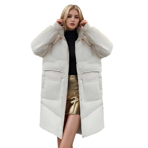 Sale Angebote, Puffer Jacket, Daunenmantel Lang Damen Jacke Daunenjacke Winter Damensteppmäntel Winterjacken Für Leichte Warme Winterjacke Frauen Weiss, L von SKFLABOOF