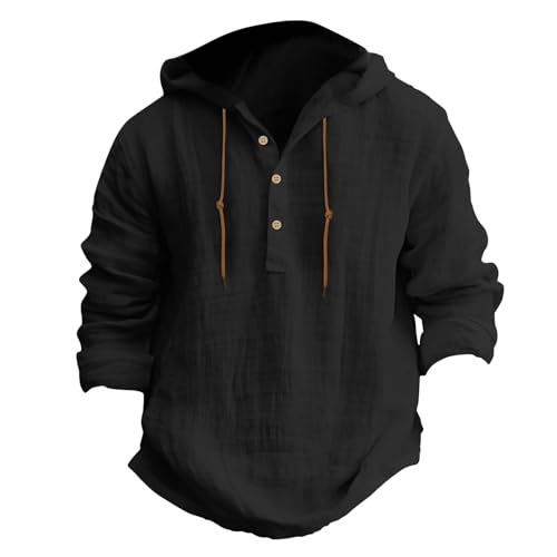 herrenhemden Langarm, Leinenhemd Herren - Langarm Hemden mit Kapuze Sommer Hoodie Hawaii Hemd Männer Einfarbig Lässig Sommerhemd Freizeithemden Langarmshirt Linen Kapuzenhemd 001l Schwarz, L herrenhemden Langarm, Leinenhemd Herren - Langarm Hemden mit Kapuze Sommer Hoodie Hawaii Hemd Männer Einfarbig Lässig Sommerhemd Freizeithemden Langarmshirt Linen Kapuzenhemd 001l Schwarz, L von SKFLABOOF