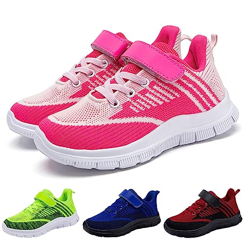 Sale Angebote, Unisex Kinder Turnschuhe - Sportschuhe Für Jungen Hallenschuhe Mädchen Leicht Mesh Laufschuhe Flach Dicker Boden Klettverschluss Sneaker F 001a Heißes Rosa(mädchen), 32 von SKFLABOOF