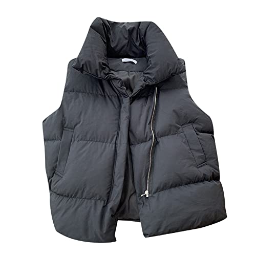 Sale Angebote, Weste Damen Elegant Daunenweste Dünne Steppweste Kurz Kurze Damenwesten Ärmellos Ärmellose Leicht Puffer Jacke Schwarz, XL von SKFLABOOF