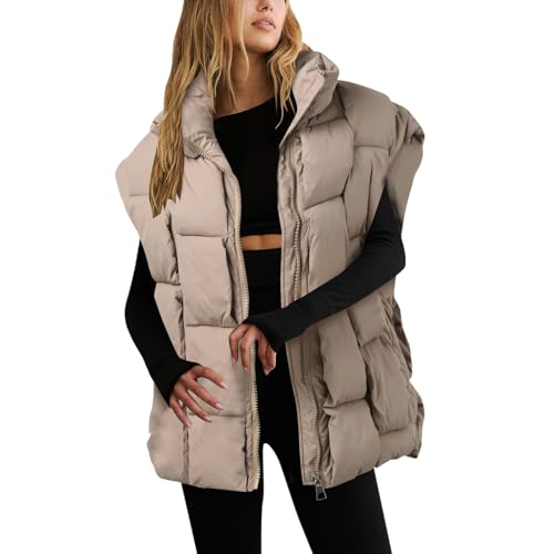 Sale Angebote, Westen Damen Daunenweste Weste Elegant Ärmellose Jacke Leichte Steppweste Gilet Damenwesten Ärmellos Leicht Puffer Rosa, XL von SKFLABOOF