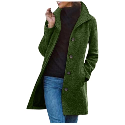 Sale Angebote, Wolljacke Damen Winter - Kurzmantel Winterjacke Warm Trenchcoat Damen Wollmantel Damen-Kurzmantel Damenmantel Für Den Übergang Elegant Einreihig Jacket Grün, L von SKFLABOOF